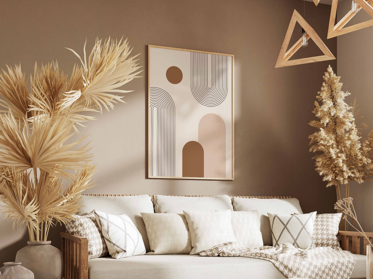 Ochre Grey Vertical Shapes Poster
