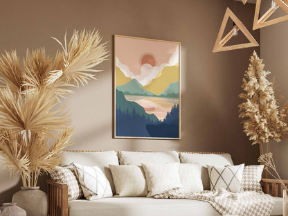 Pastel Mountain Valley Abstract Poster