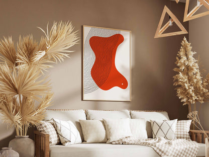 Red Orange Flowing Shape Abstract Poster