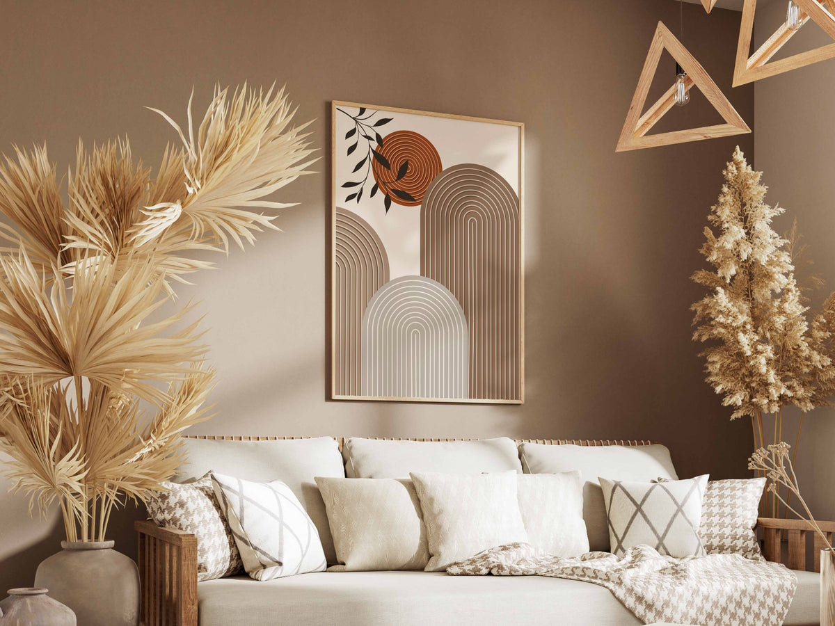 Brown Botanical Layered Arches Poster