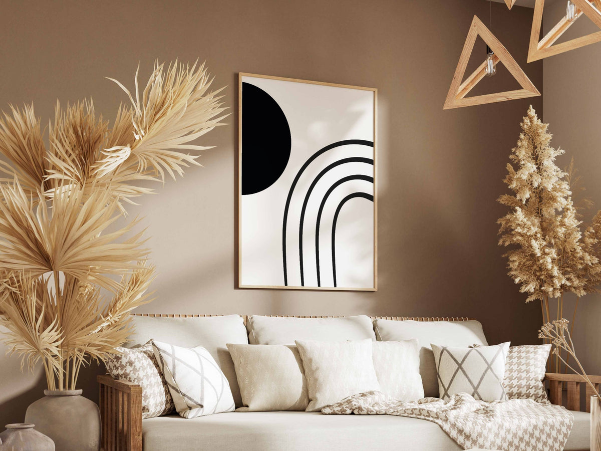 Black Rainbow Curve Abstract Poster