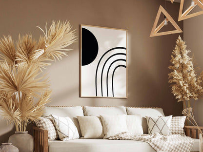 Black Rainbow Curve Abstract Poster