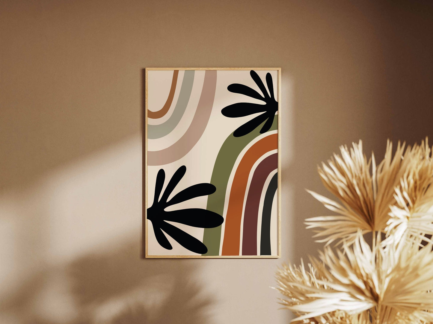 Black Green Rainbow Botanical Abstract Poster