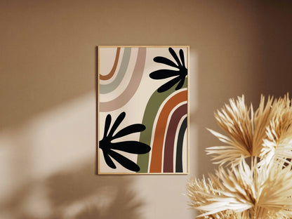 Black Green Rainbow Botanical Abstract Poster