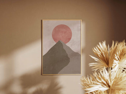 Rose Sun Mountain Minimal Poster