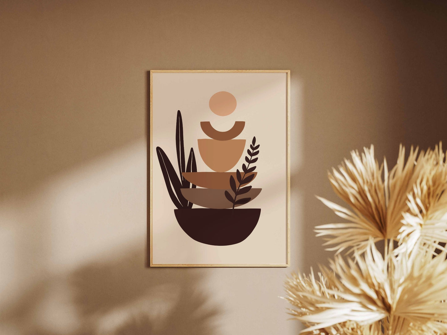 Brown Peach Botanical Bowl Abstract Poster