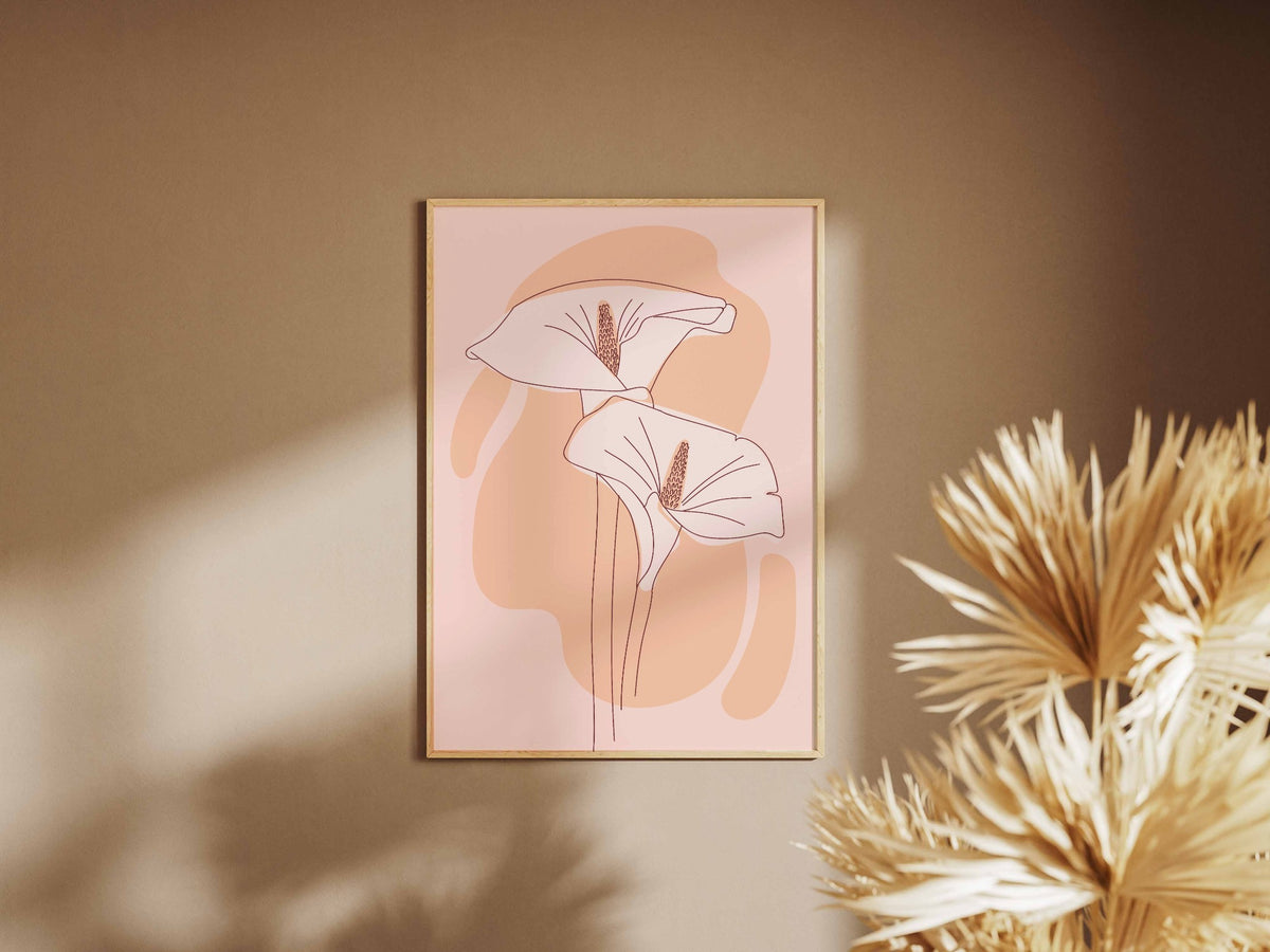 Peach Twin Mushroom Abstract Poster