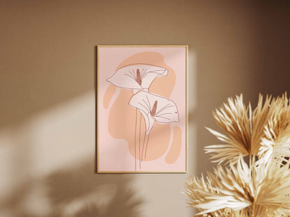 Peach Twin Mushroom Abstract Poster