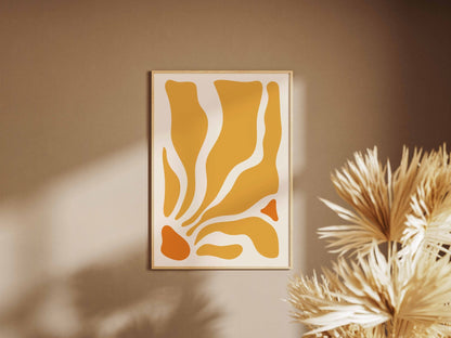 Mustard Flowing Petal Abstract Poster