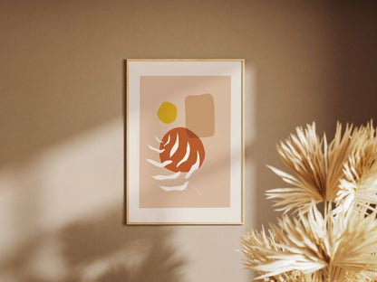 Peach Ochre Organic Botanical Abstract Poster
