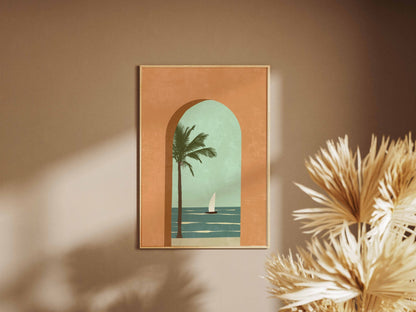 Terracotta Palm Arch Poster