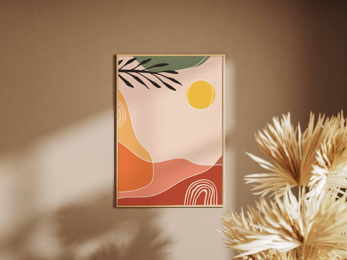 Peach Orange Botanical Landscape Abstract Poster