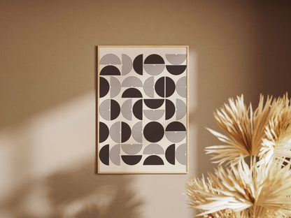 Dark Brown Abstract Tile Pattern Poster