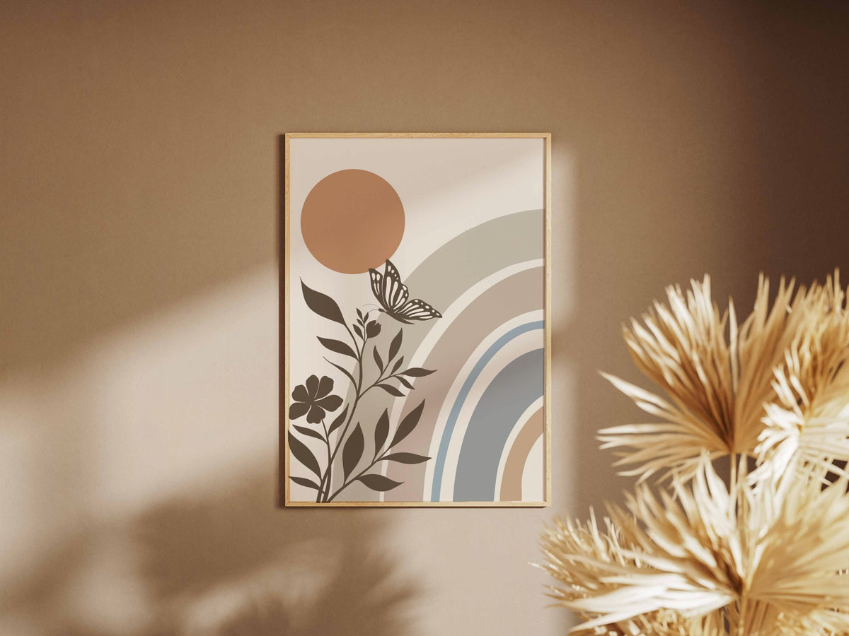 Beige Rust Rainbow Botanicals Abstract Poster
