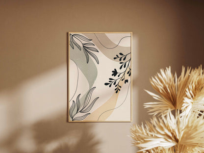 Grey Sage Botanical Line Collage Poster