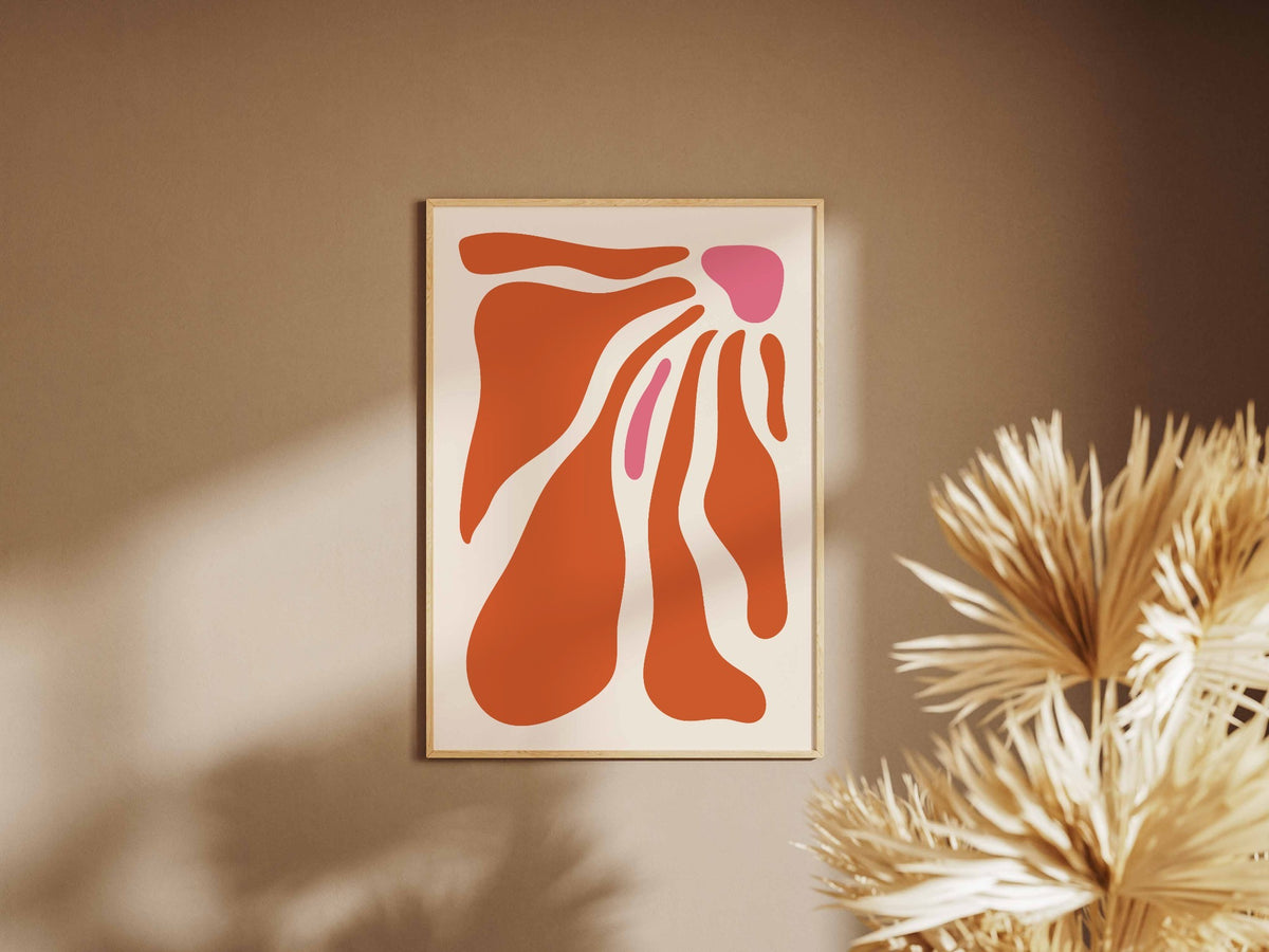 Terracotta Sweeping Bloom Abstract Poster