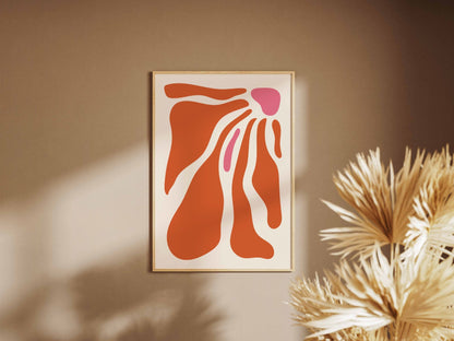 Terracotta Sweeping Bloom Abstract Poster