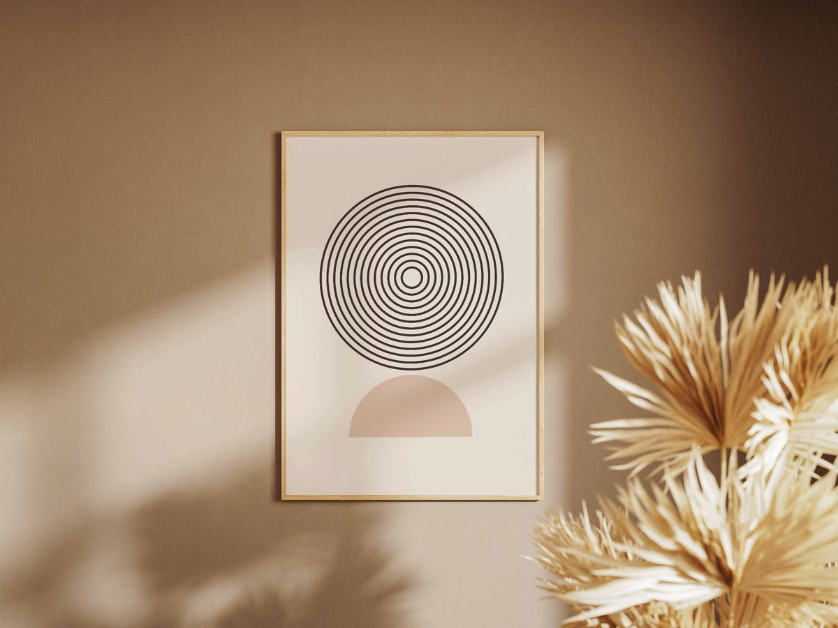 Grey Circular Fan Motif Poster