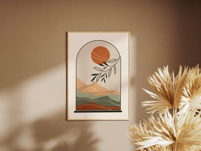 Rust Sun Leaf Arch Poster