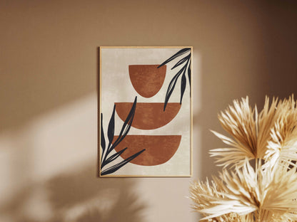 Rust Black Botanical Vessel Abstract Poster