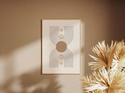 Taupe Central Medallion Lines Poster