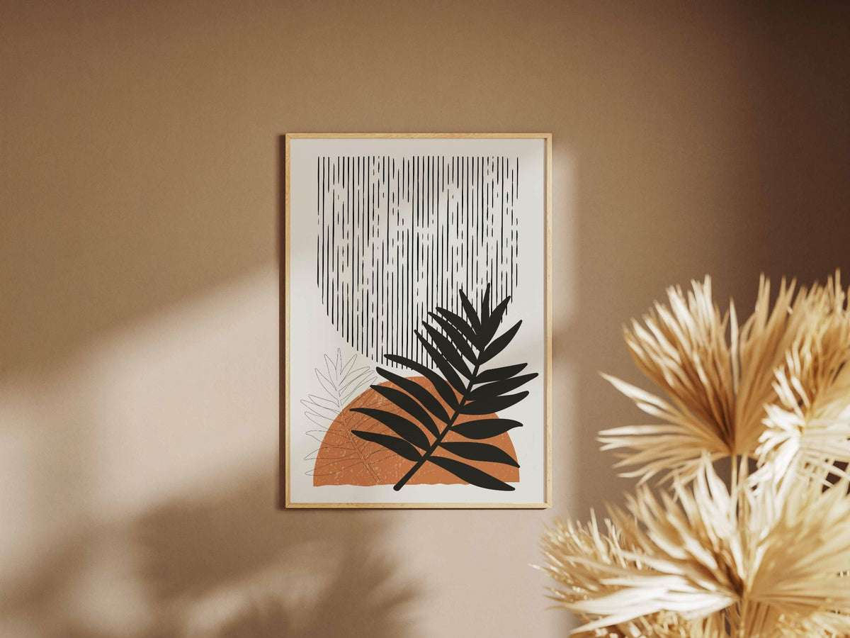 Orange Leaf Grey Rain Abstract Poster