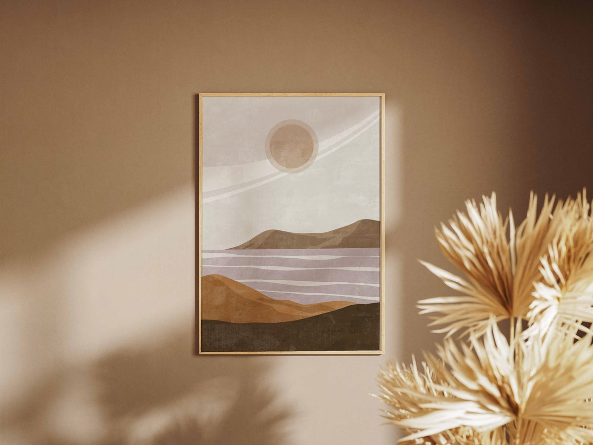 Neutral Moon Mountain Abstract Poster