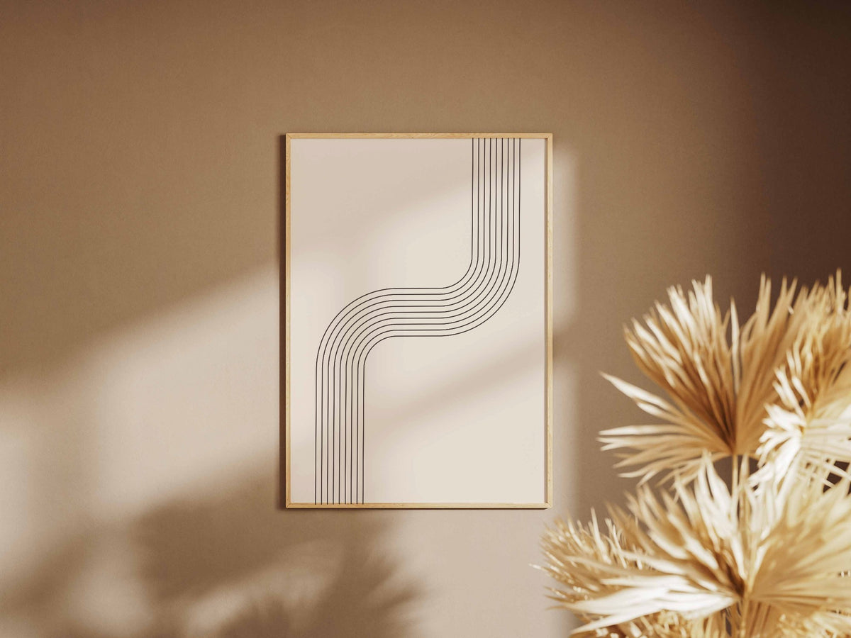 Taupe Gentle Bend Line Poster