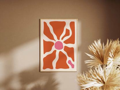 Coral Radiating Flower Abstract Poster