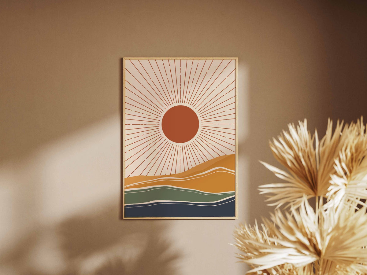 Terracotta Sunburst Hills Poster