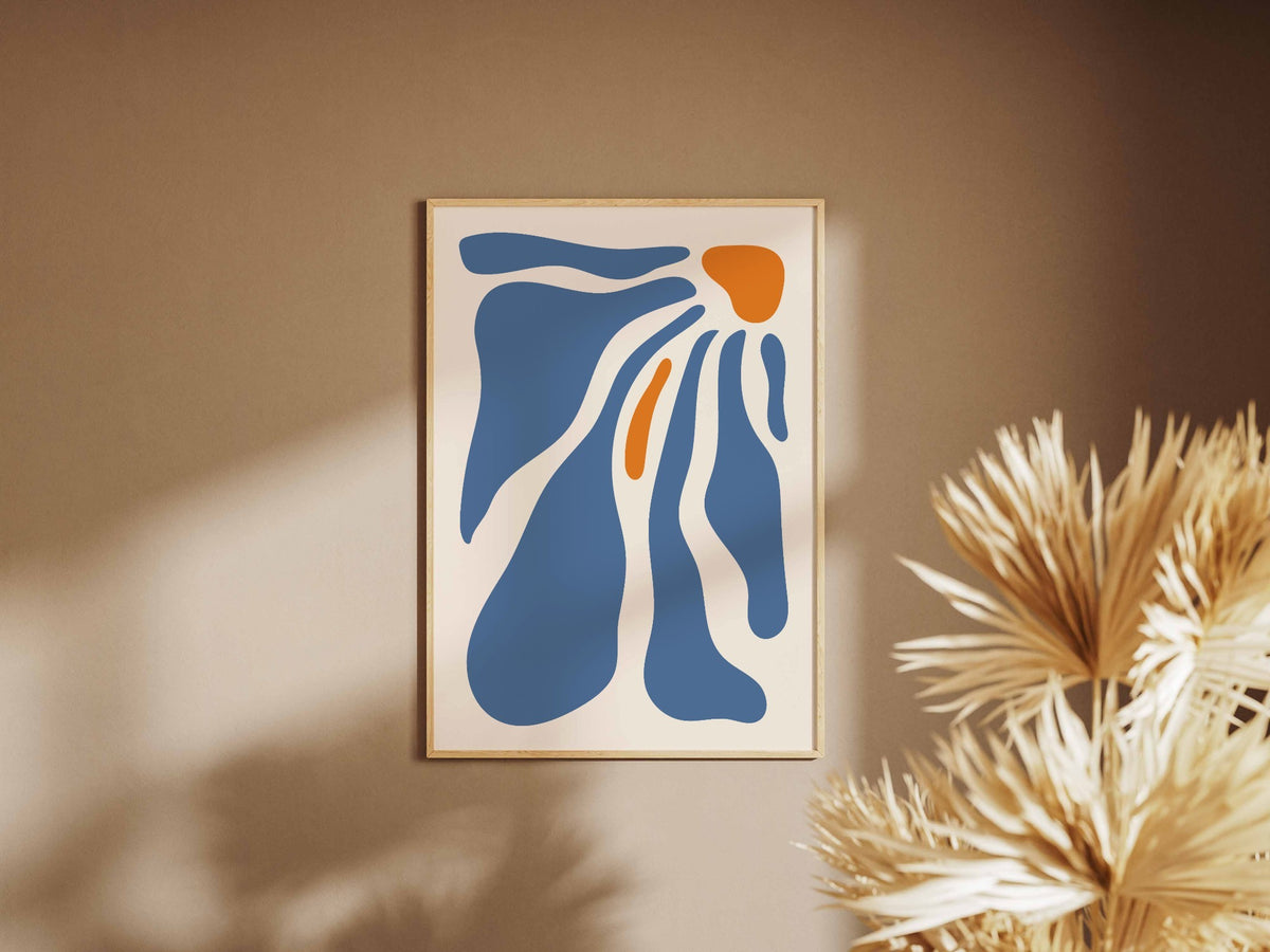 Blue Sweeping Bloom Abstract Poster
