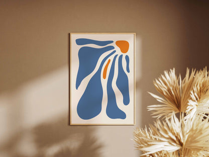 Blue Sweeping Bloom Abstract Poster