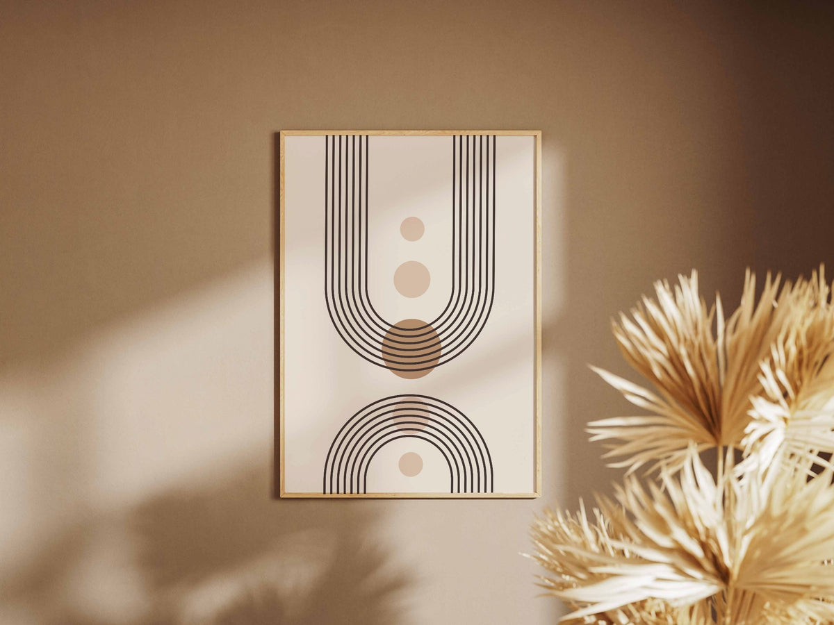 Taupe Long U-Line Medallion Poster