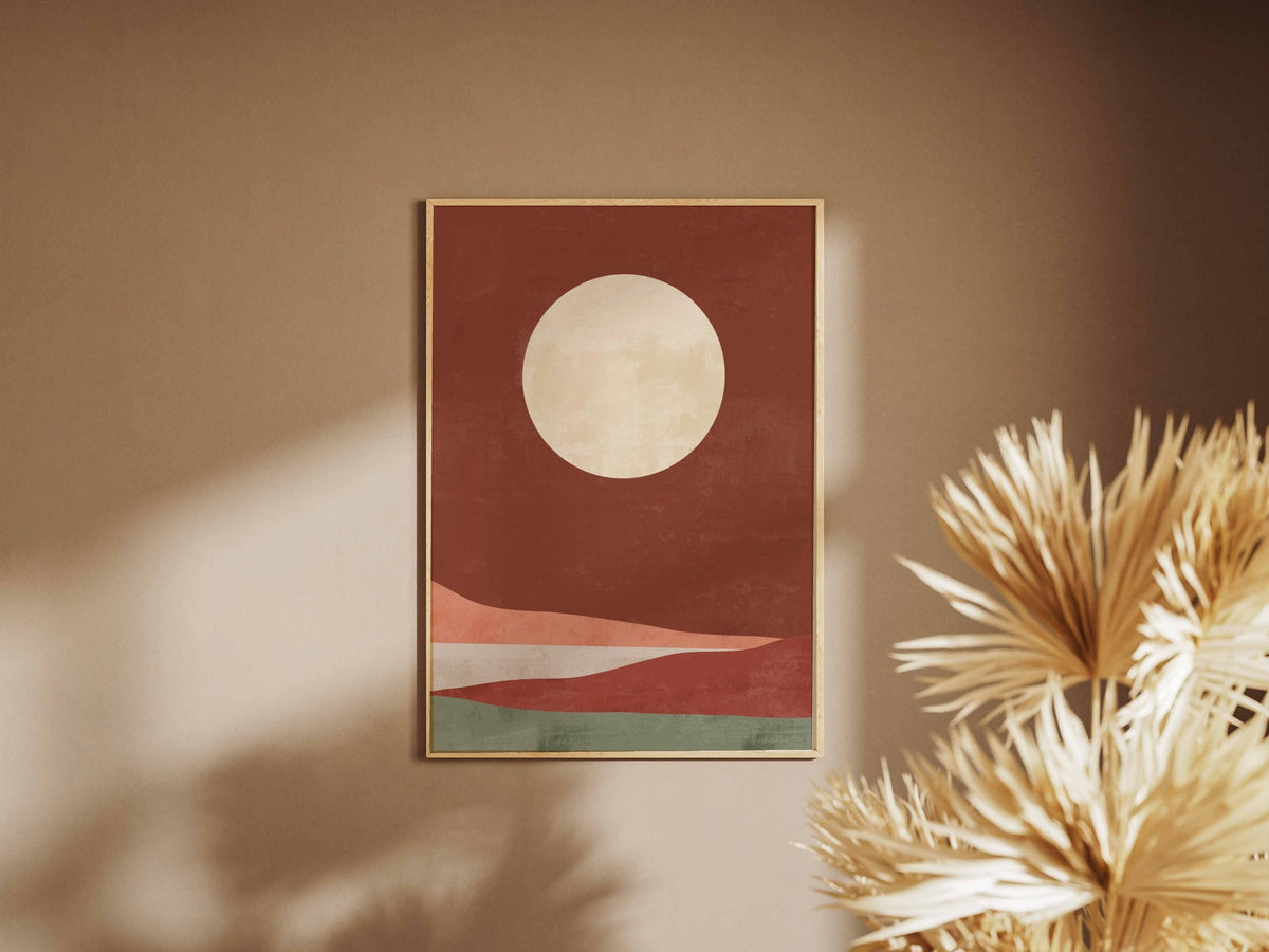 Rust Moon Horizon Abstract Poster