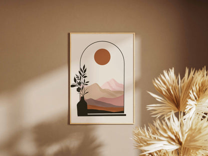 Neutral Arch Botanical Mountains Poster