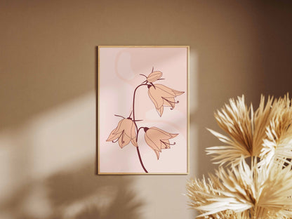 Peach Botanical Branch Abstract Poster