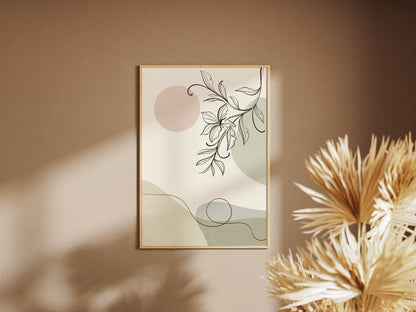 Neutral Botanical Line Landscape Poster