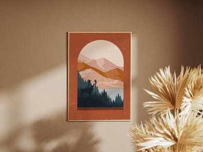 Terracotta Arch Mountain View Poster