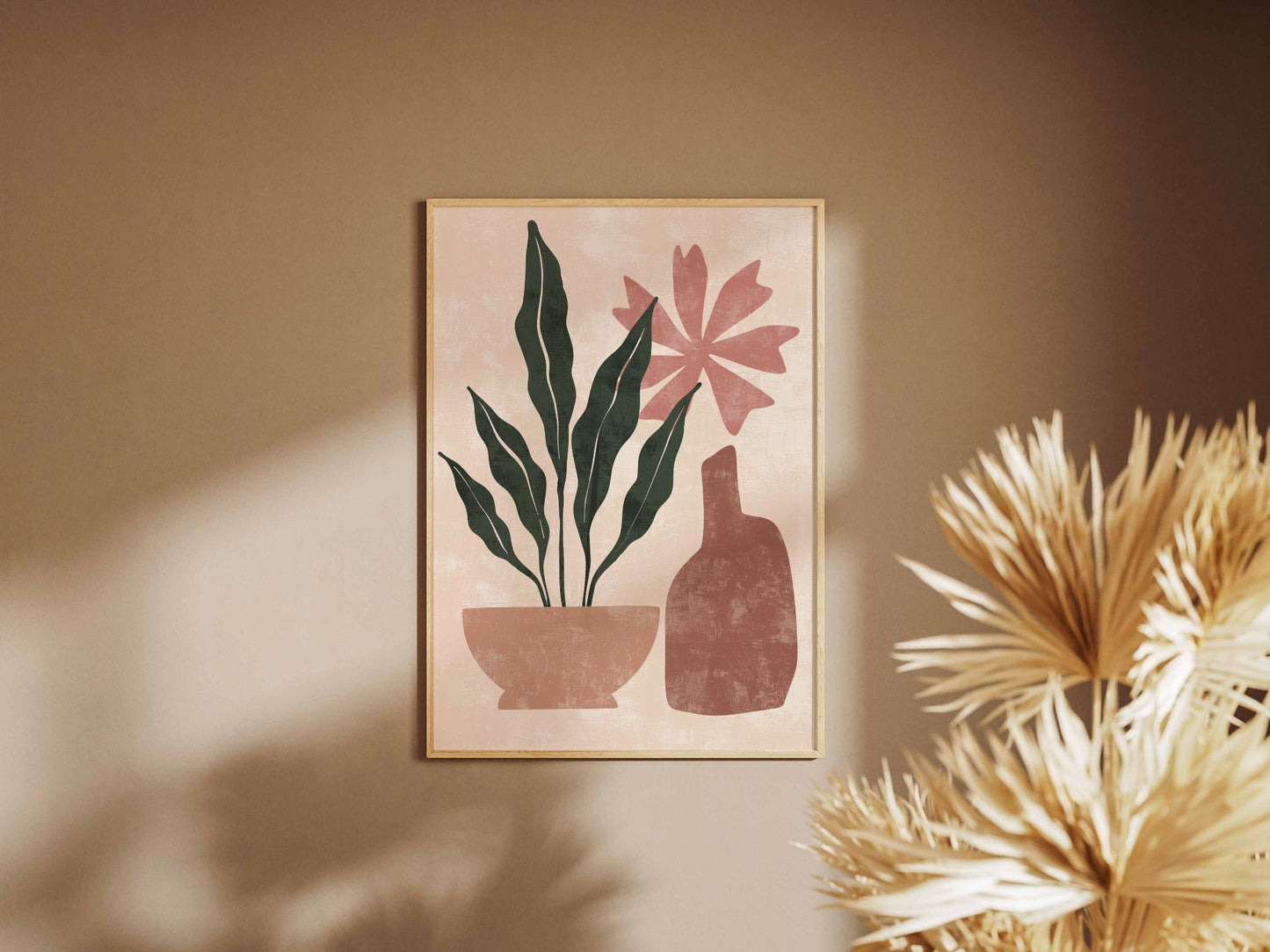 Green Coral Potted Leaves Abstract Poster