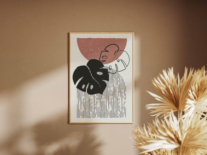 Black Terracotta Botanical Collage Poster