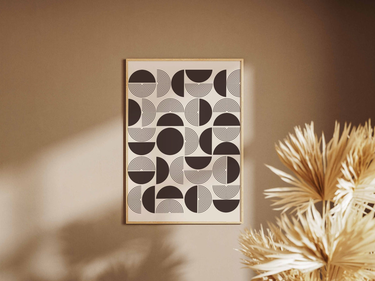 Brown Cream Geometric Tile Poster