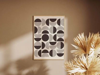 Brown Cream Geometric Tile Poster