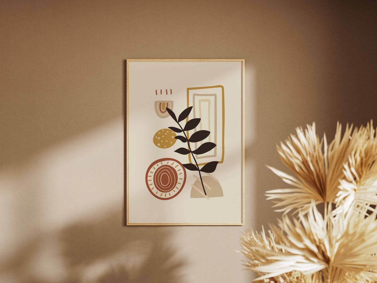 Brown Ochre Botanical Frame Abstract Poster