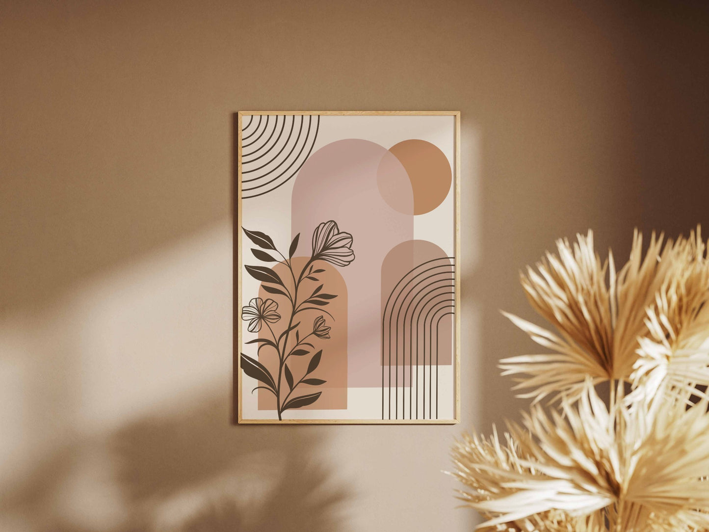 Beige Brown Botanical Architecture Abstract Poster