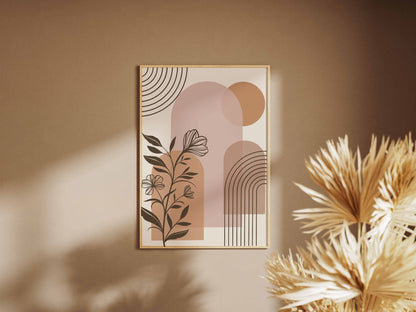 Beige Brown Botanical Architecture Abstract Poster