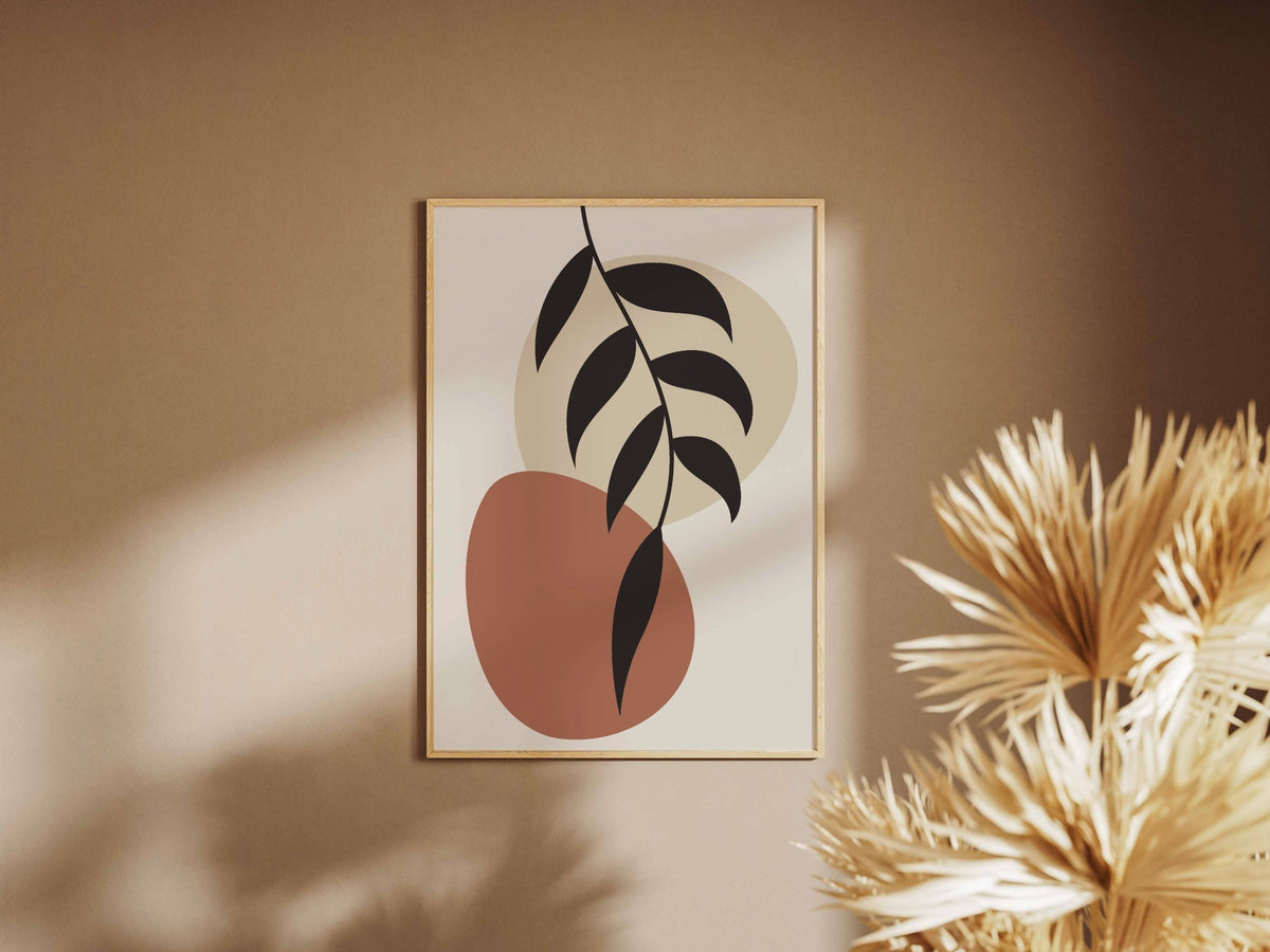 Brown Black Organic Leaf Balance Abstract Poster