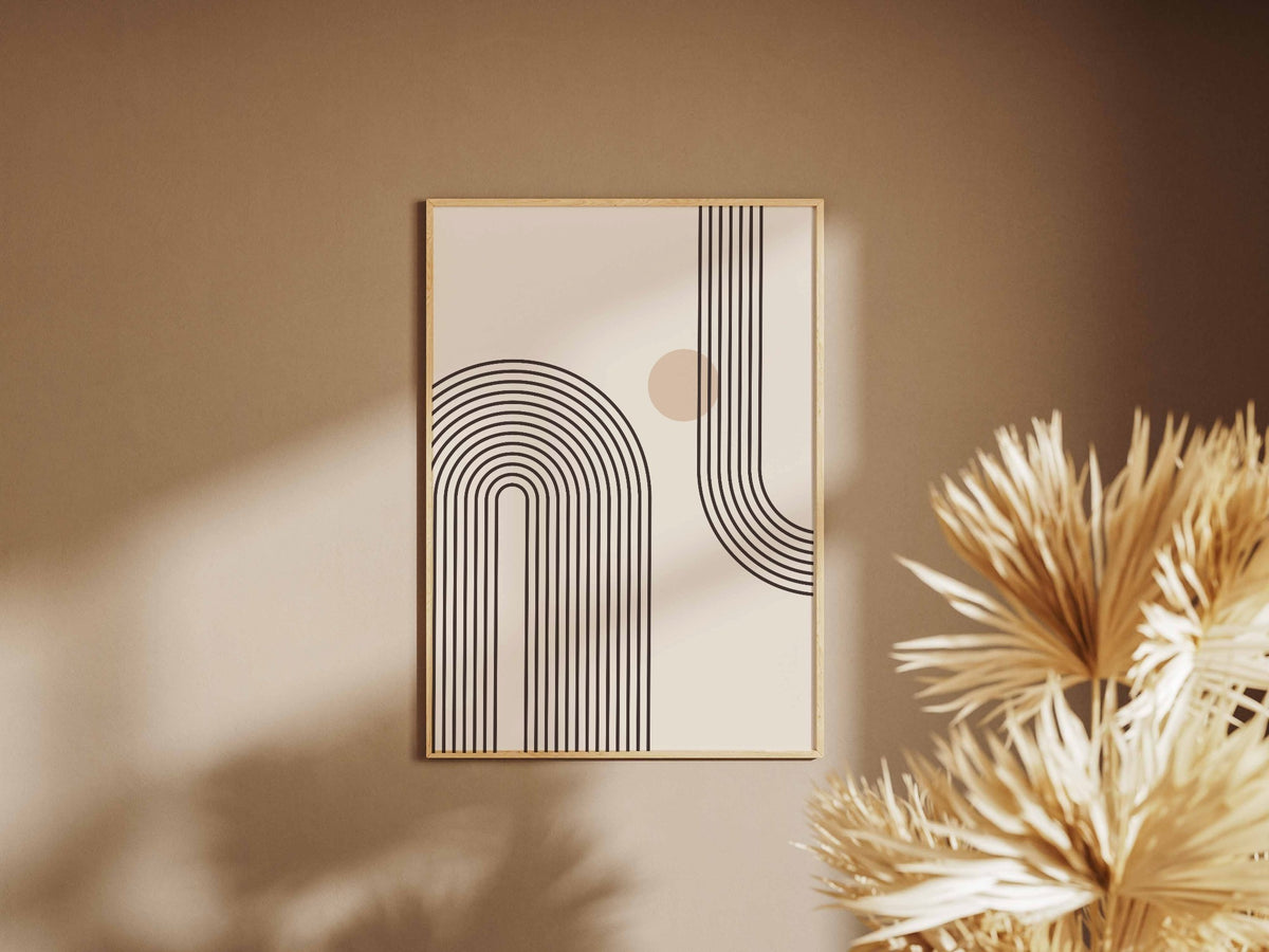 Taupe Corner Rainbow Lines Poster