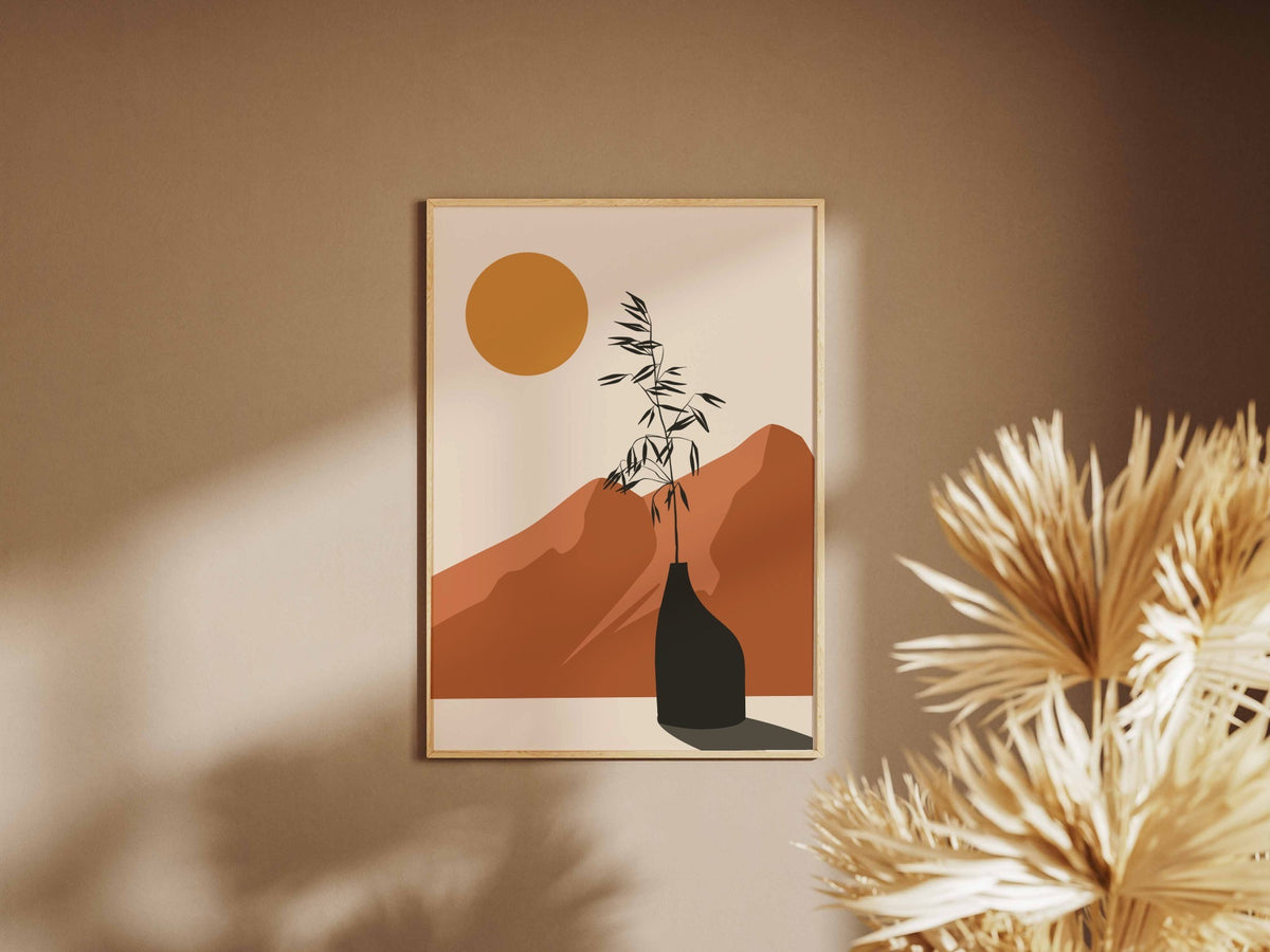 Orange Desert Vase Landscape Poster