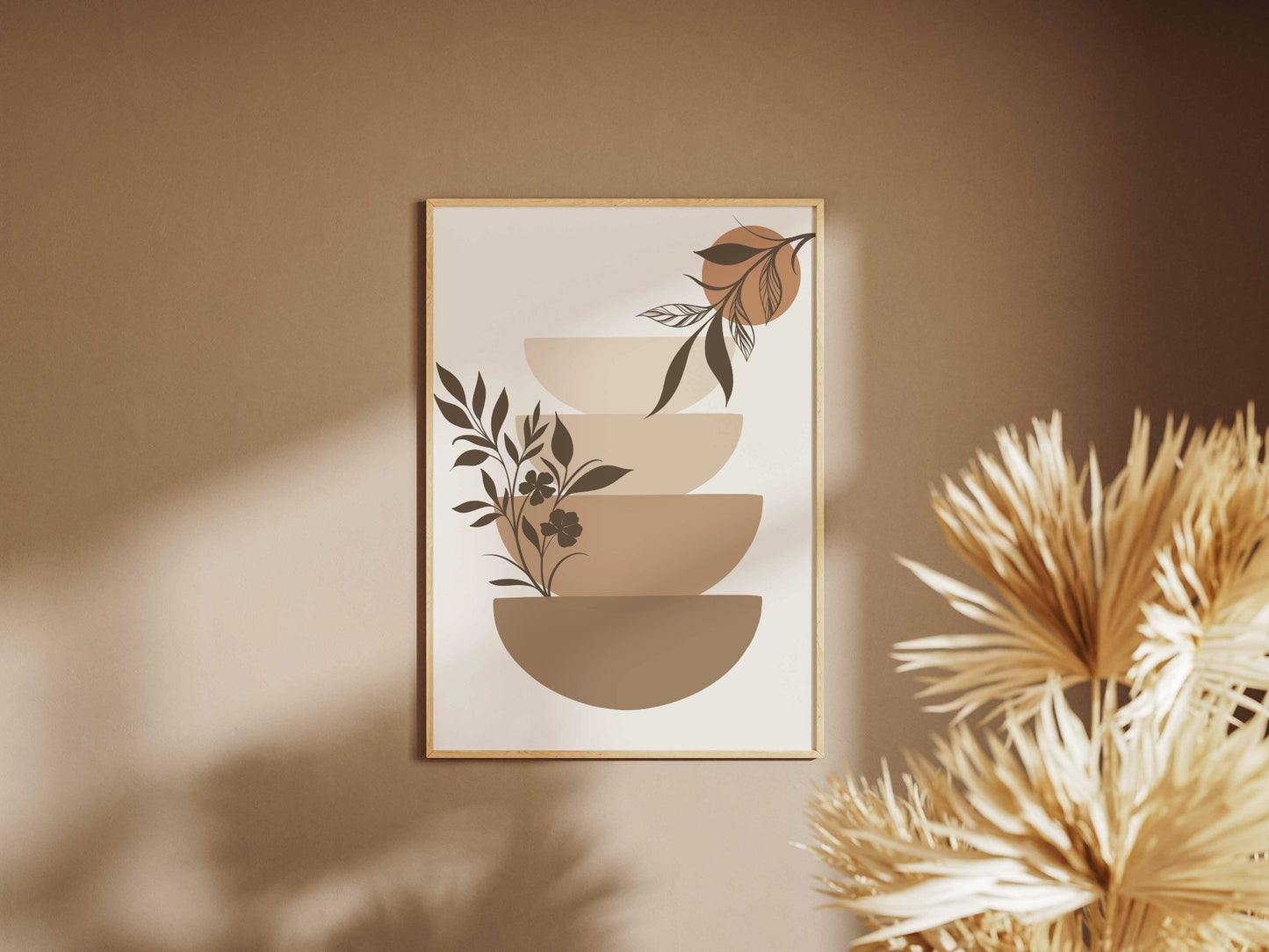 Olive Beige Botanical Bowl Abstract Poster
