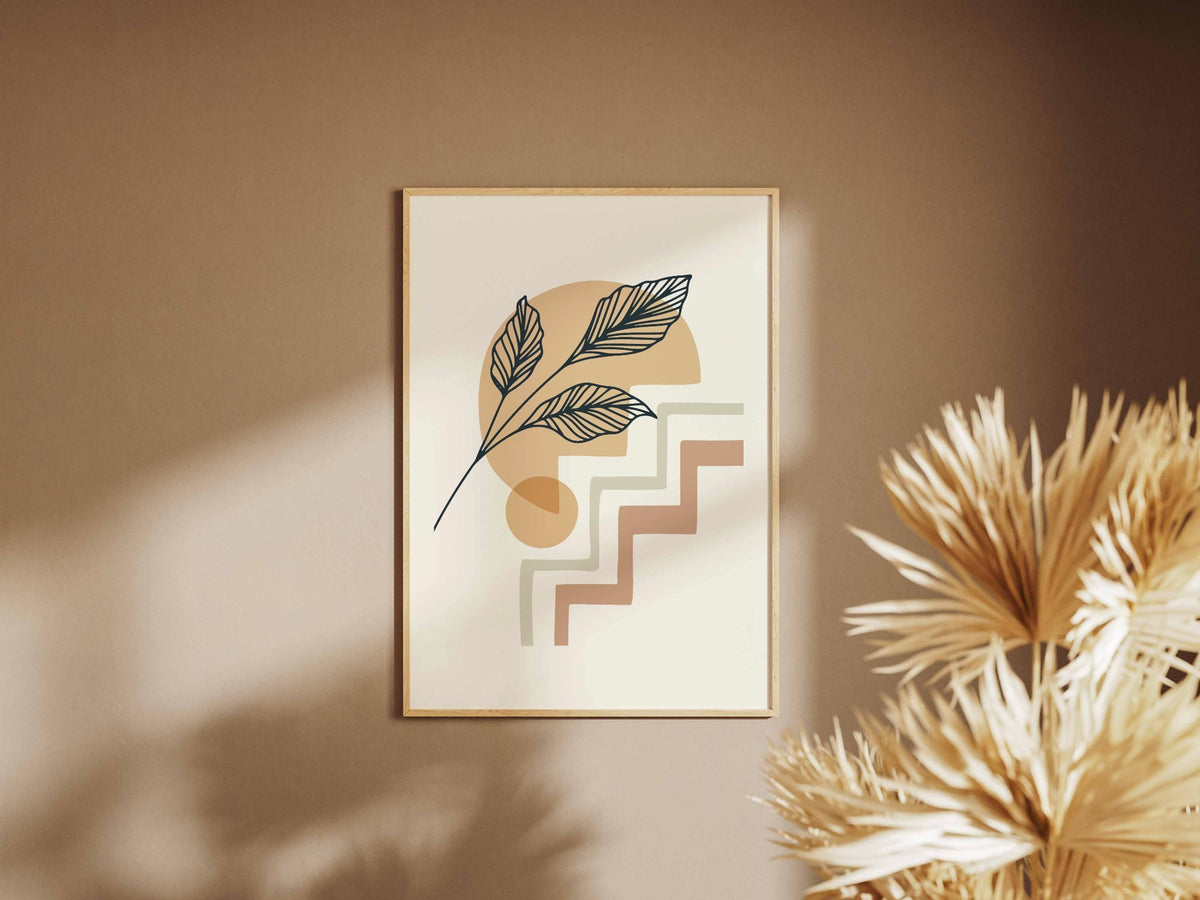 Green Leaf Terracotta Steps Abstract Poster